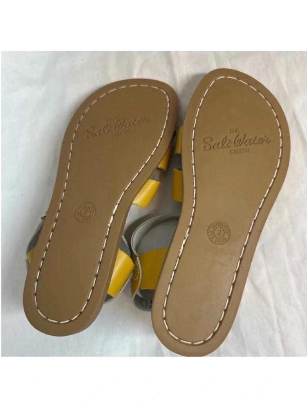 Salt water 100% leather kids strappy mustard yellow sandals NWOB